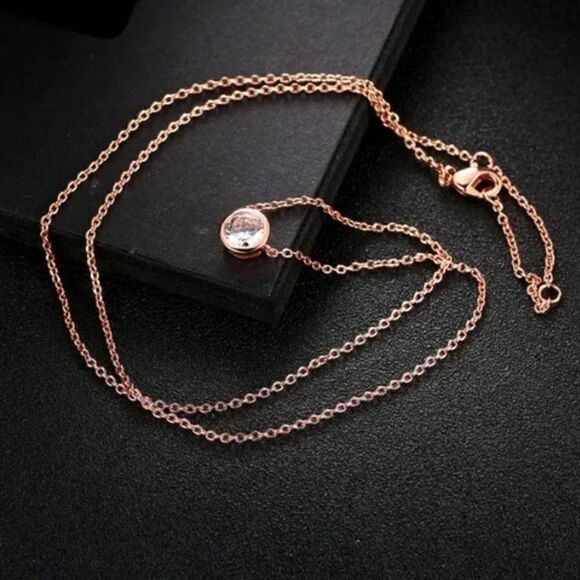 Classic 1 Carat Round CZ Layering Necklace Rose Gold, Silver, Gold - Picture 8 of 13